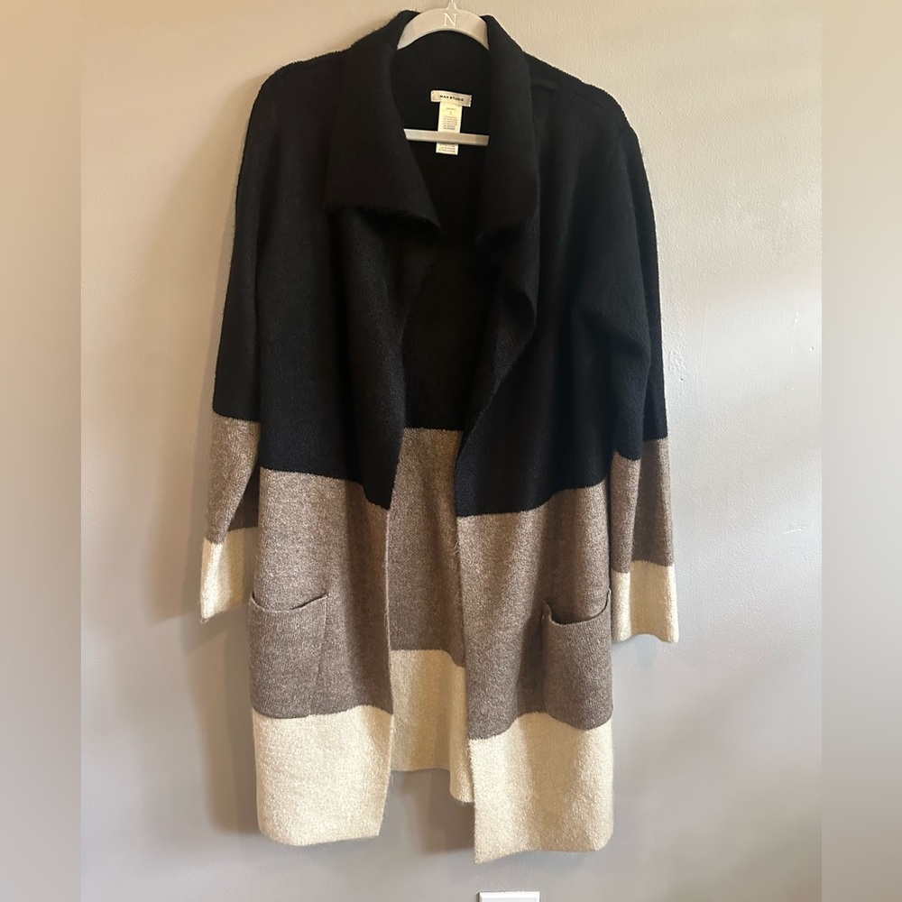 Long Colorblock Cardigan Sweater